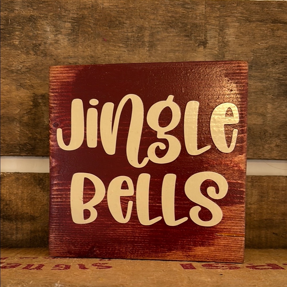 Festive Red 'Jingle Bells' Holiday Sign